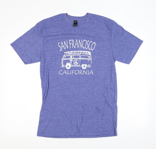 Gildan Mens Blue Polyester T-Shirt Size M Round Neck - San Francisco, Campervan