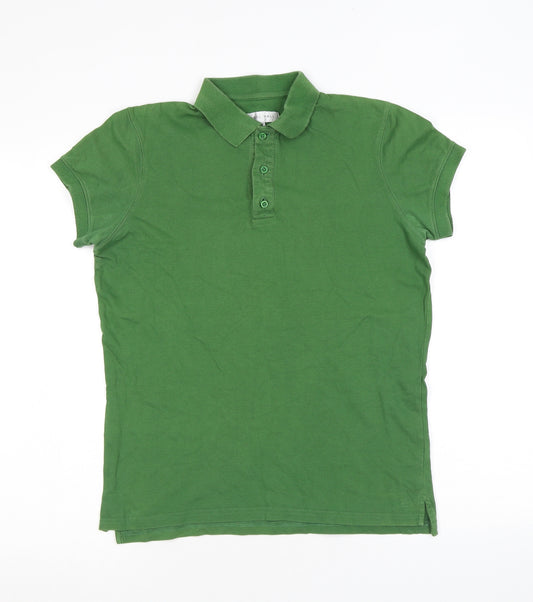 Nigel Hall Mens Green Polyester Polo Size S Collared Button