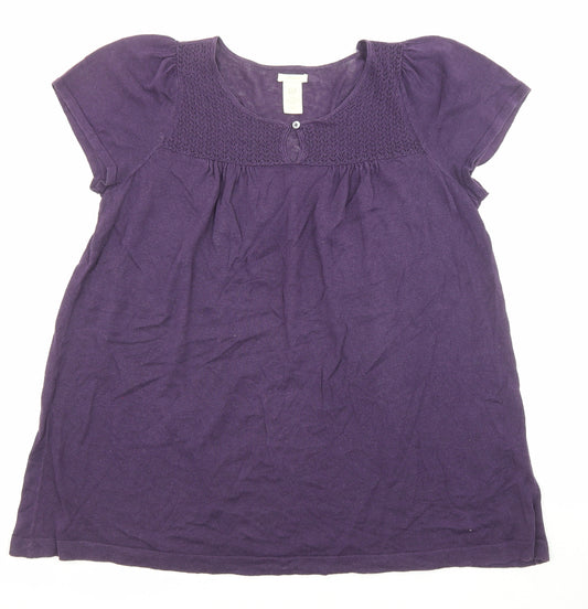 Gap Womens Purple Linen Basic Blouse Size L Boat Neck
