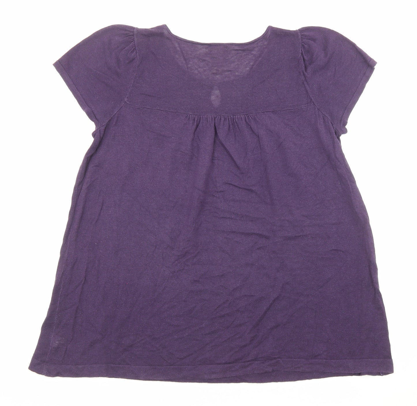 Gap Womens Purple Linen Basic Blouse Size L Boat Neck