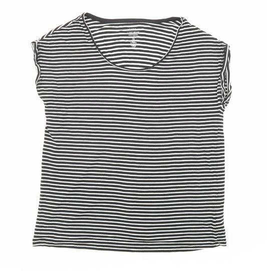 Luxueux Womens Black Striped Viscose Jersey T-Shirt Size S Scoop Neck
