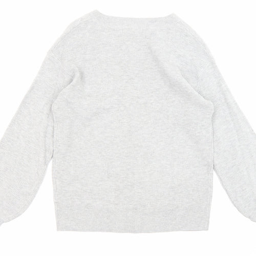 Marks and Spencer Womens Grey V-Neck Viscose Pullover Jumper Size S