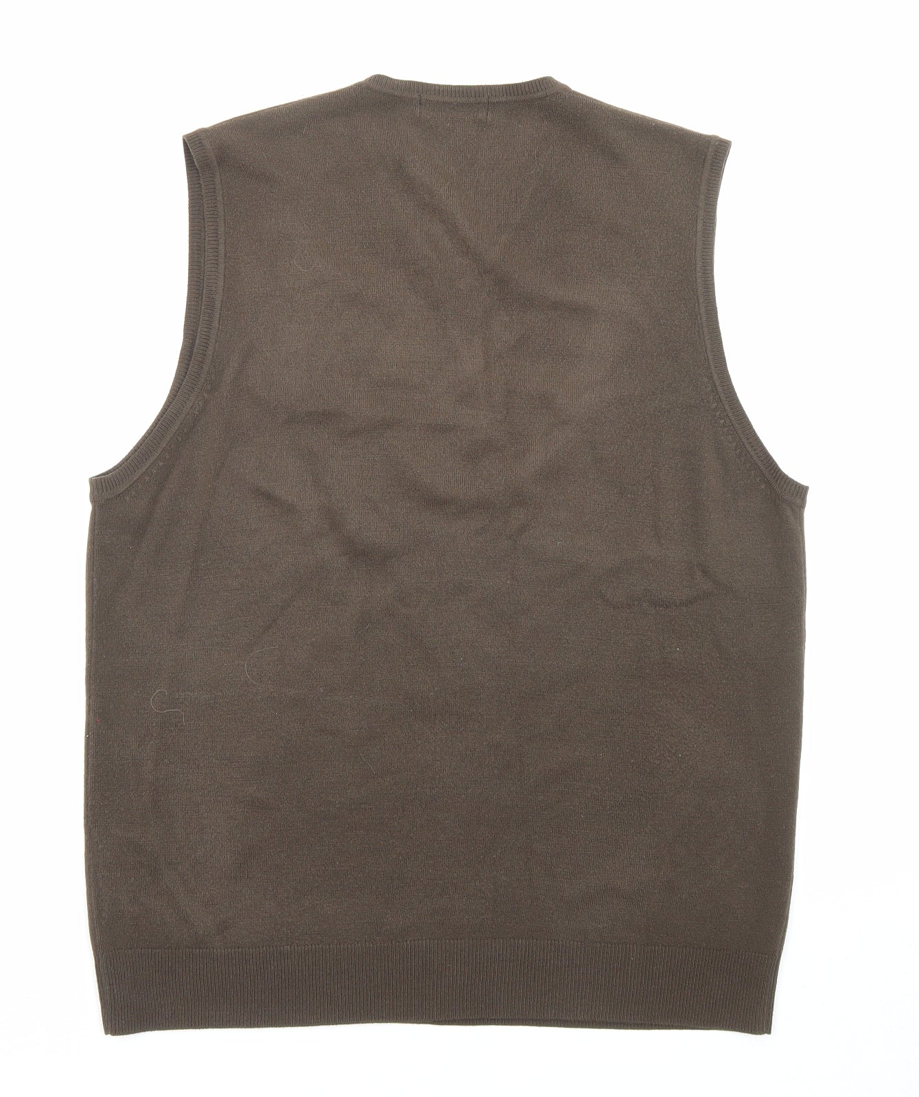 Marks and Spencer Mens Brown V-Neck Acrylic Vest Jumper Size M Sleeveless