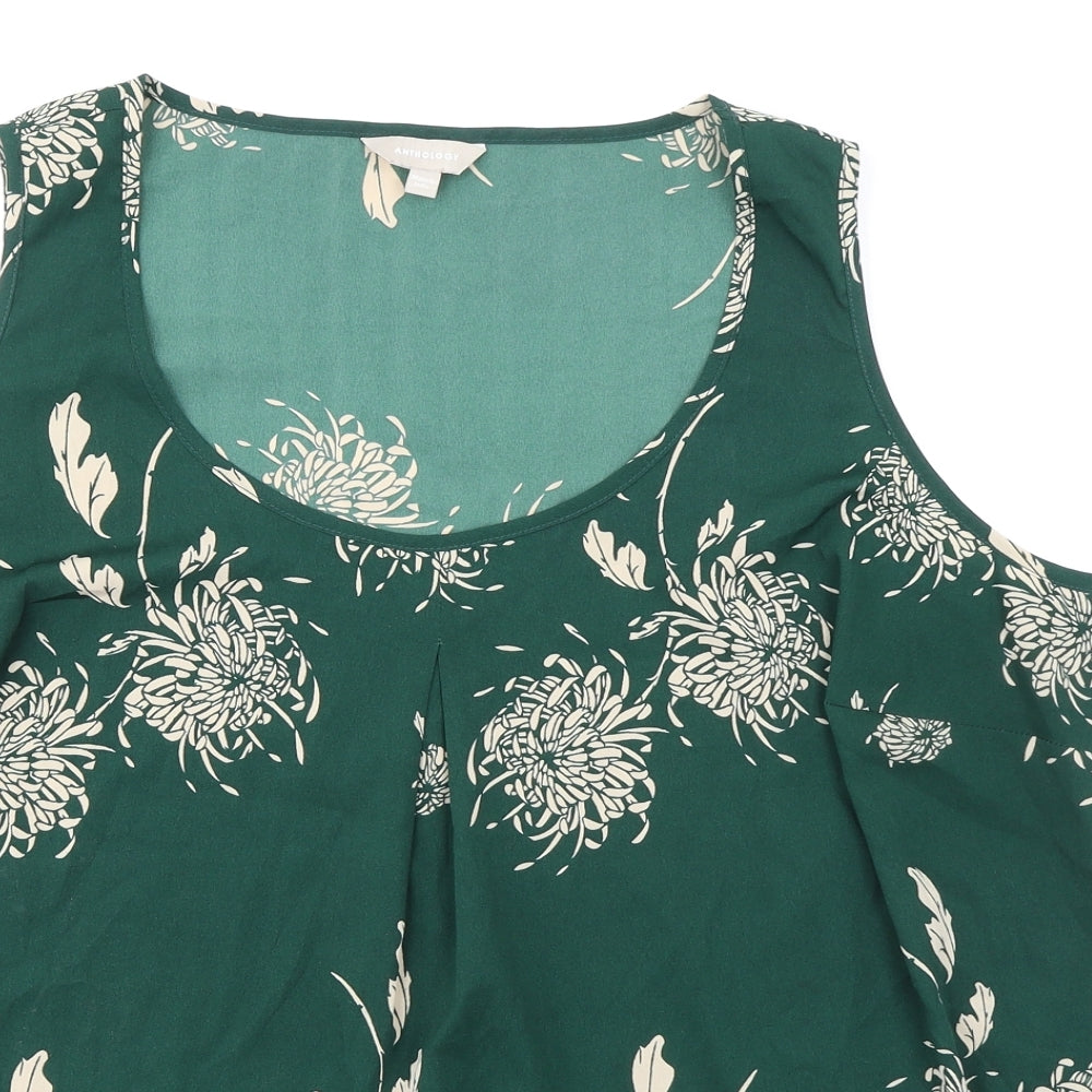 Anthology Womens Green Floral Polyester Basic Tank Size 20 Scoop Neck - A-line