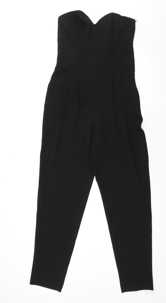 H&M Womens Black Polyester Jumpsuit One-Piece Size 8 L29 in Zip - Elasticated Back