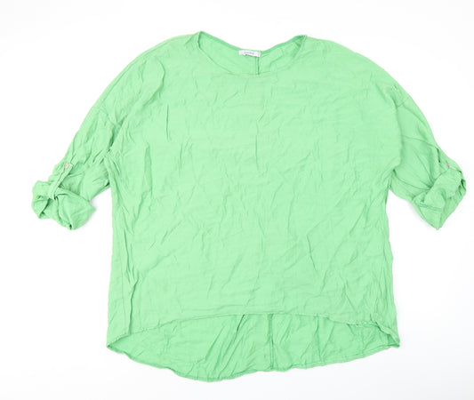 Diverse Womens Green Viscose Tunic T-Shirt Size 12 Round Neck