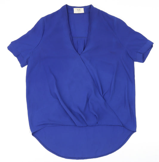 Hush Womens Blue Polyester Basic Blouse Size 10 V-Neck