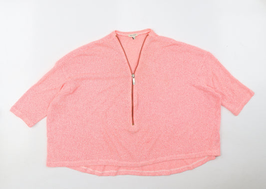 River Island Womens Pink Viscose Basic Blouse Size 12 V-Neck - Oversized