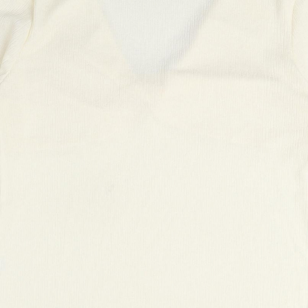 Marks and Spencer Womens Ivory Polyester Basic Blouse Size 14 V-Neck - Textured fabric, twist detail