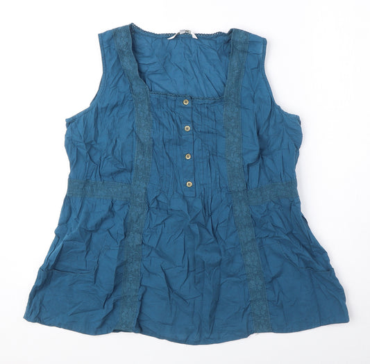 mamas & papas Womens Blue Polyester Basic Blouse Size 14 Square Neck - Pocket Detail