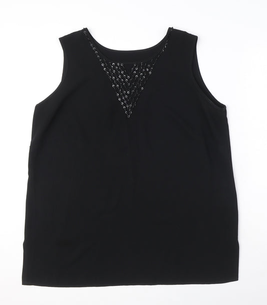CAVIAR Womens Black Polyester Basic Blouse Size 18 Round Neck - Embellished