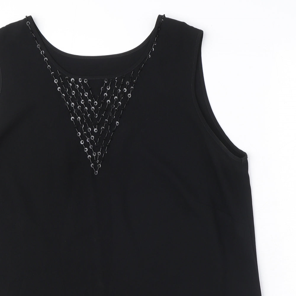 CAVIAR Womens Black Polyester Basic Blouse Size 18 Round Neck - Embellished