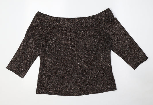 Star By Julien Macdonald Womens Black Polyester Basic Blouse Size 16 Off the Shoulder - Debenhams