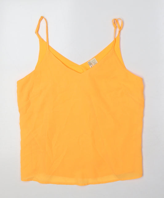 Japna Womens Orange Polyester Camisole Blouse Size 10 V-Neck