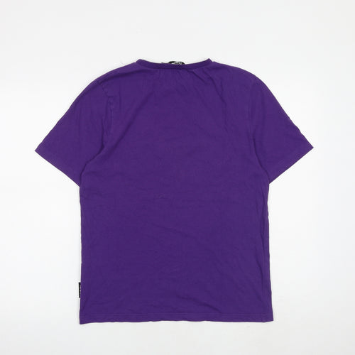 Jaded London Mens Purple Cotton T-Shirt Size S Round Neck