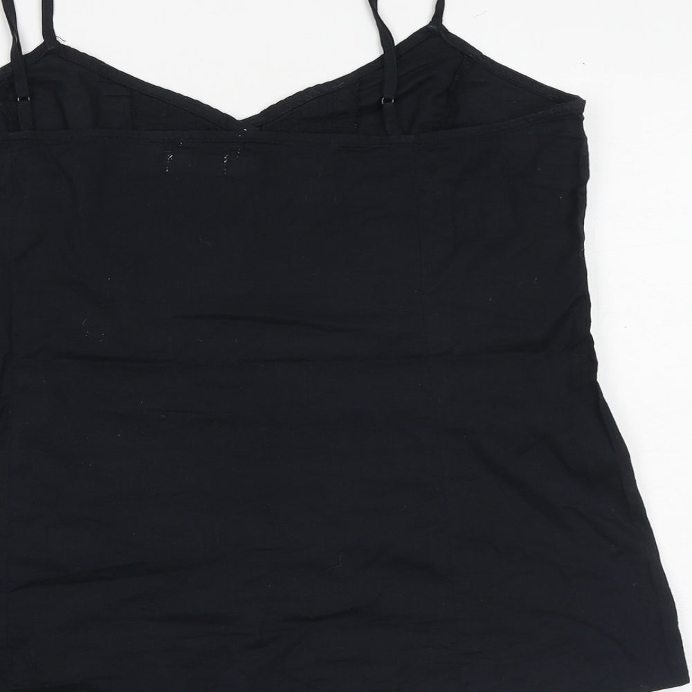 Old Navy Womens Black 100% Cotton Basic Tank Size L V-Neck