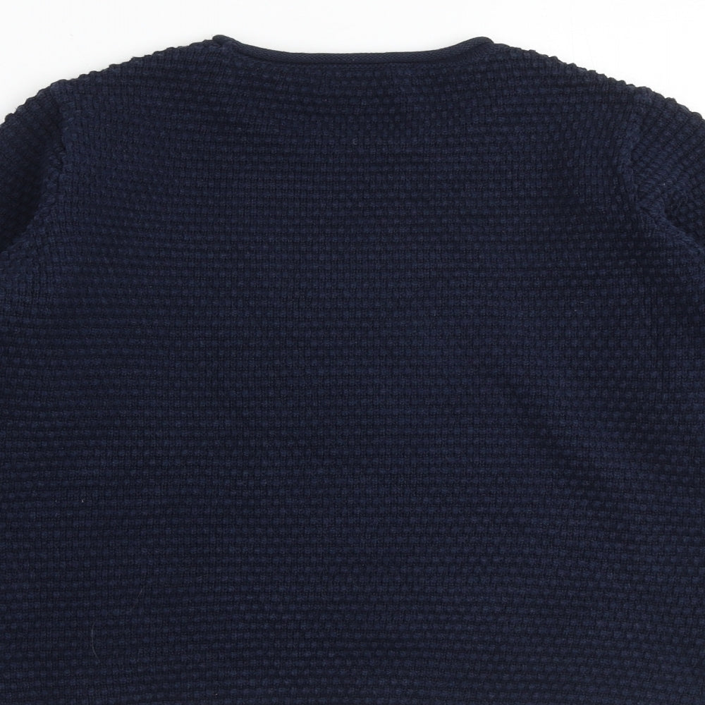 Marks and Spencer Womens Blue Round Neck Cotton Pullover Jumper Size S