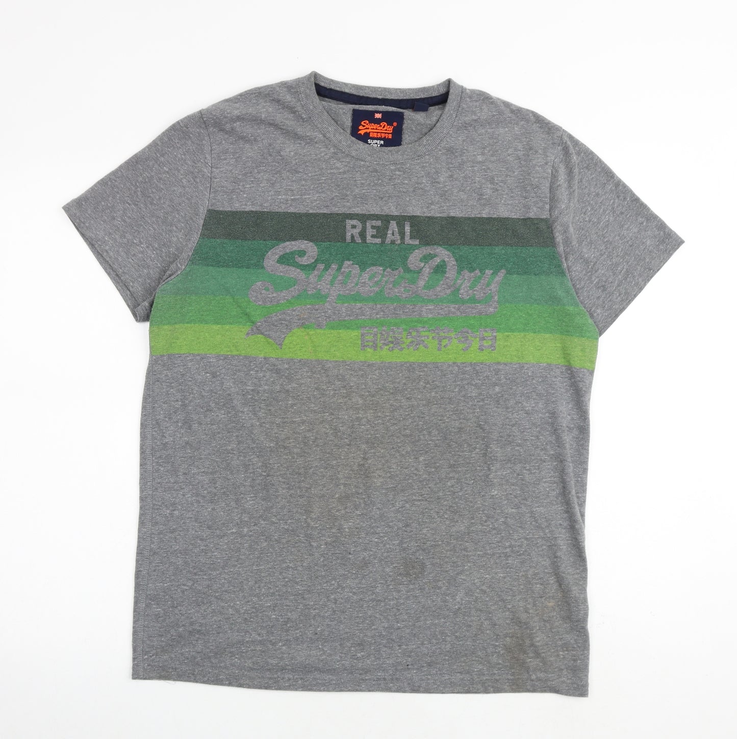 Superdry Mens Grey Cotton T-Shirt Size 2XL Round Neck