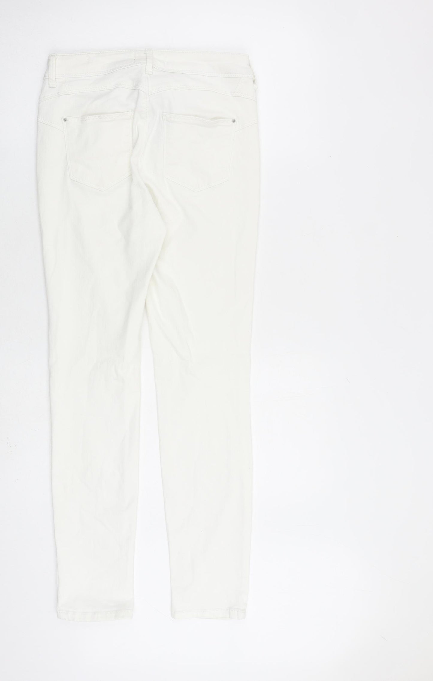 Marks and Spencer Womens White Cotton Skinny Jeans Size 10 L30 in Regular Zip