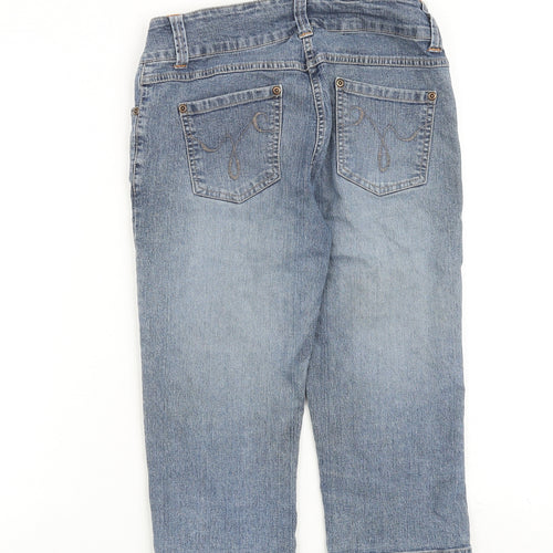Dorothy Perkins Womens Blue Cotton Cropped Jeans Size 10 Regular Zip