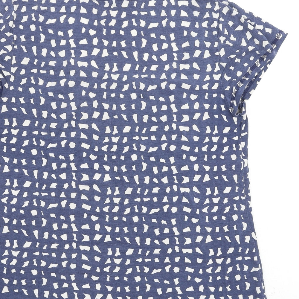 Boden Womens Blue Geometric Viscose Basic T-Shirt Size 12 Round Neck