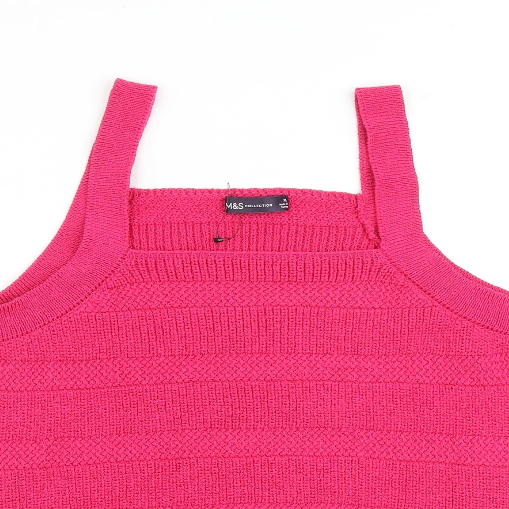 Marks and Spencer Womens Pink Cotton Camisole Tank Size XL Square Neck