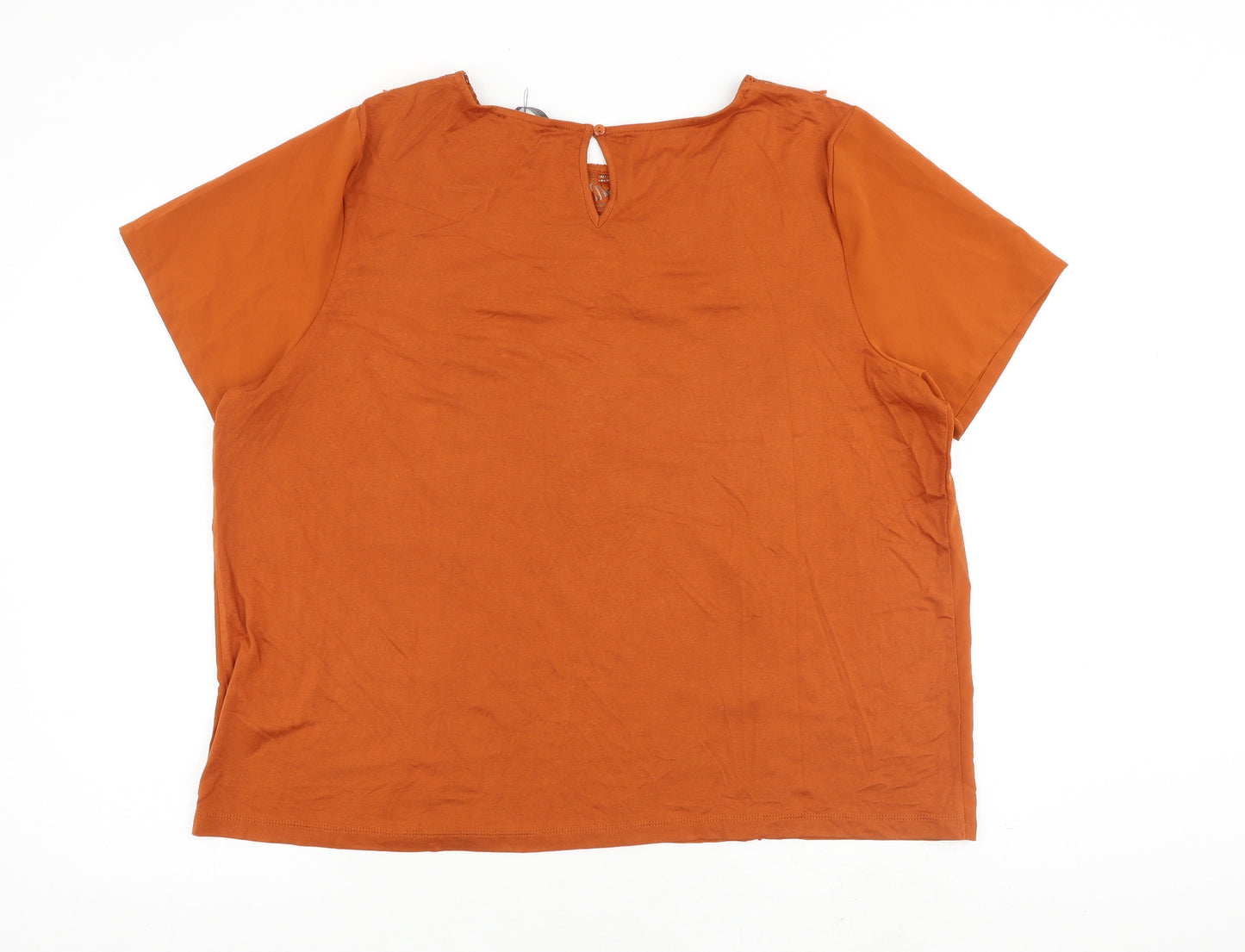 Marks and Spencer Womens Brown Viscose Basic T-Shirt Size 22 Round Neck