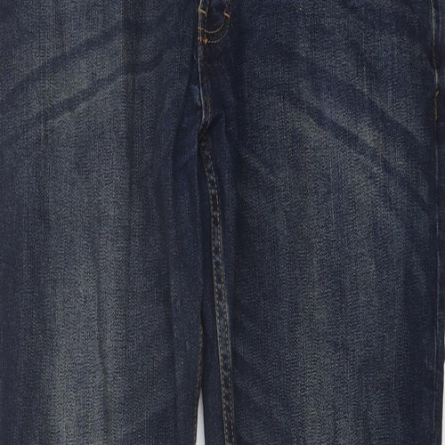 Authentic Casual Wear Mens Blue Cotton Straight Jeans Size 32 in L32 in Slim Button