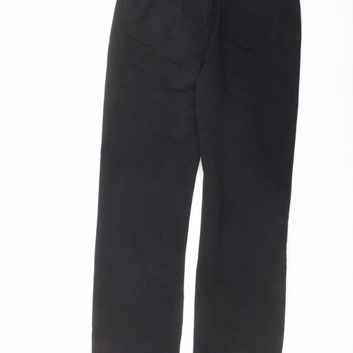 Marks and Spencer Womens Black Cotton Straight Jeans Size 10 L28 in Regular Button