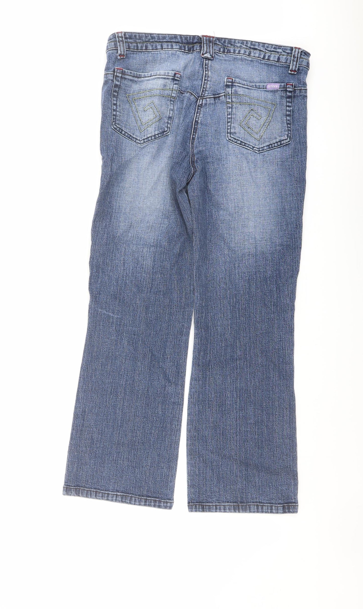 Easy Womens Blue Cotton Straight Jeans Size 10 L26 in Regular Button - Vintage