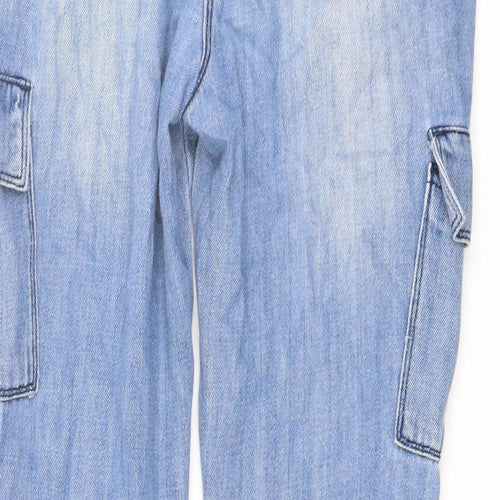 NEXT Womens Blue Cotton Tapered Jeans Size 10 L26 in Regular Button