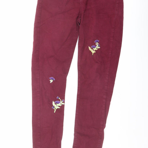 Oasis Womens Purple Cotton Skinny Jeans Size 10 L27 in Regular Button