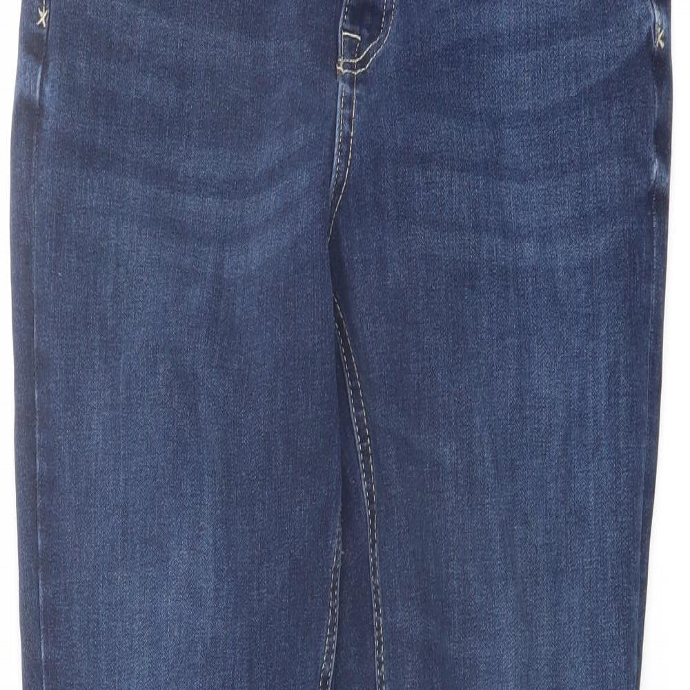 Marks and Spencer Womens Blue Cotton Straight Jeans Size 10 L27 in Slim Button