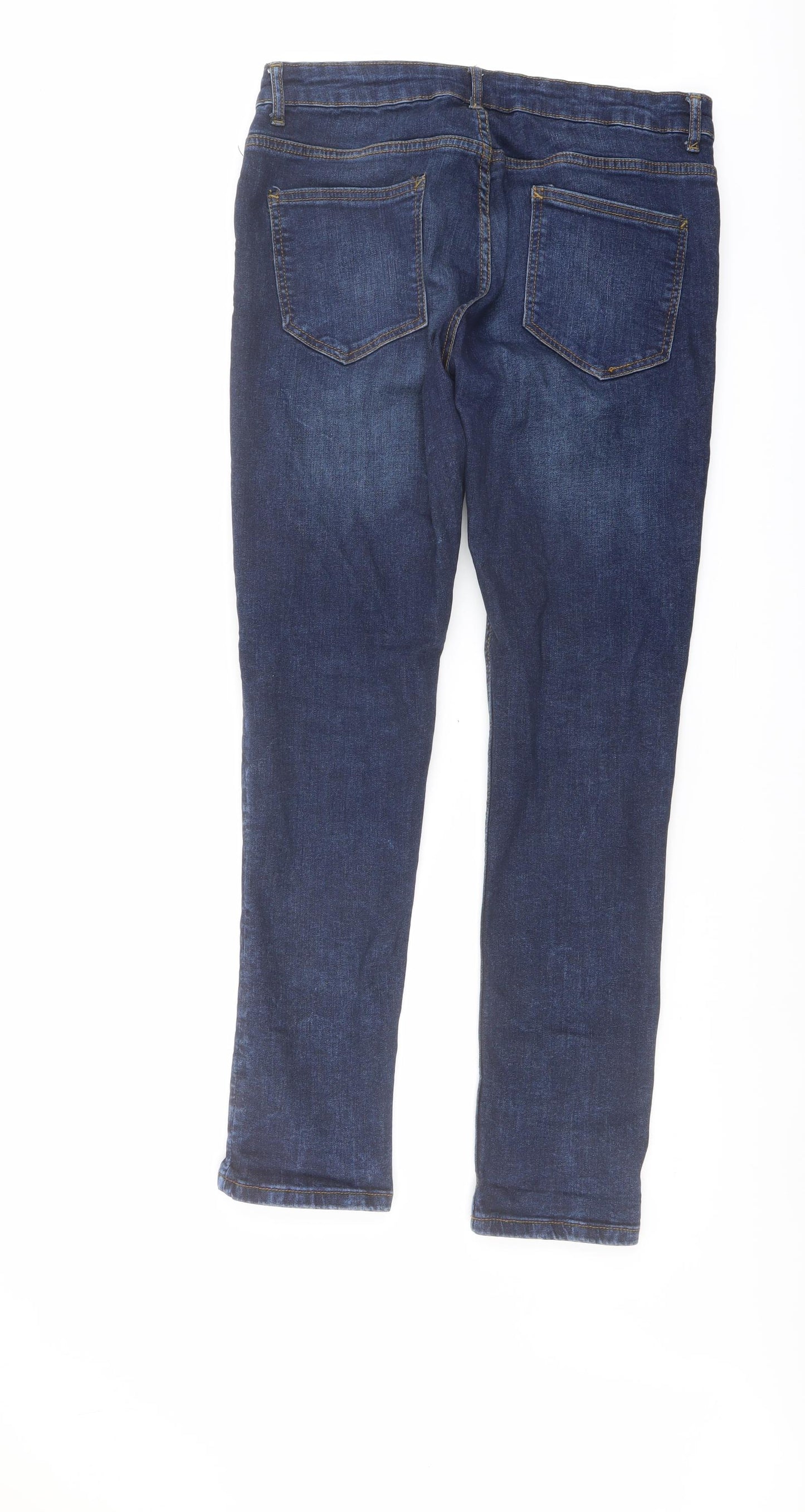 Denim & Co. Mens Blue Cotton Straight Jeans Size 32 in L32 in Regular Button