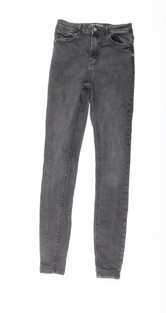 Denim & Co. Womens Grey Cotton Skinny Jeans Size 10 L30 in Regular Button