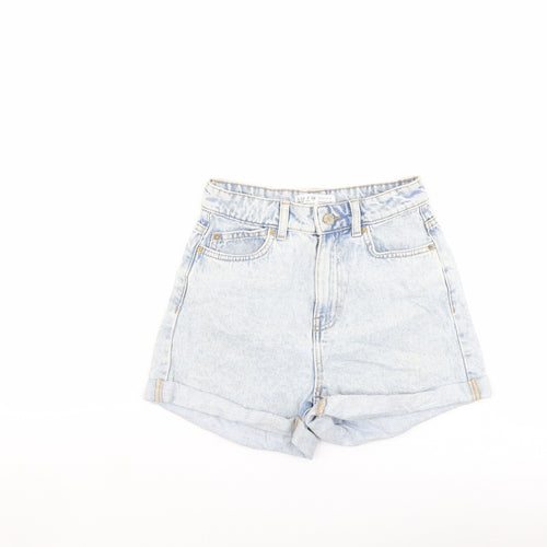 Denim & Co. Womens Blue Cotton Boyfriend Shorts Size 6 L3 in Regular Button