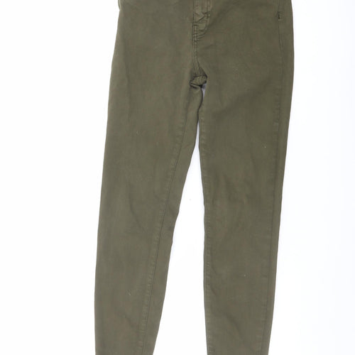 Zara Womens Green Cotton Skinny Jeans Size 10 L26 in Regular Button