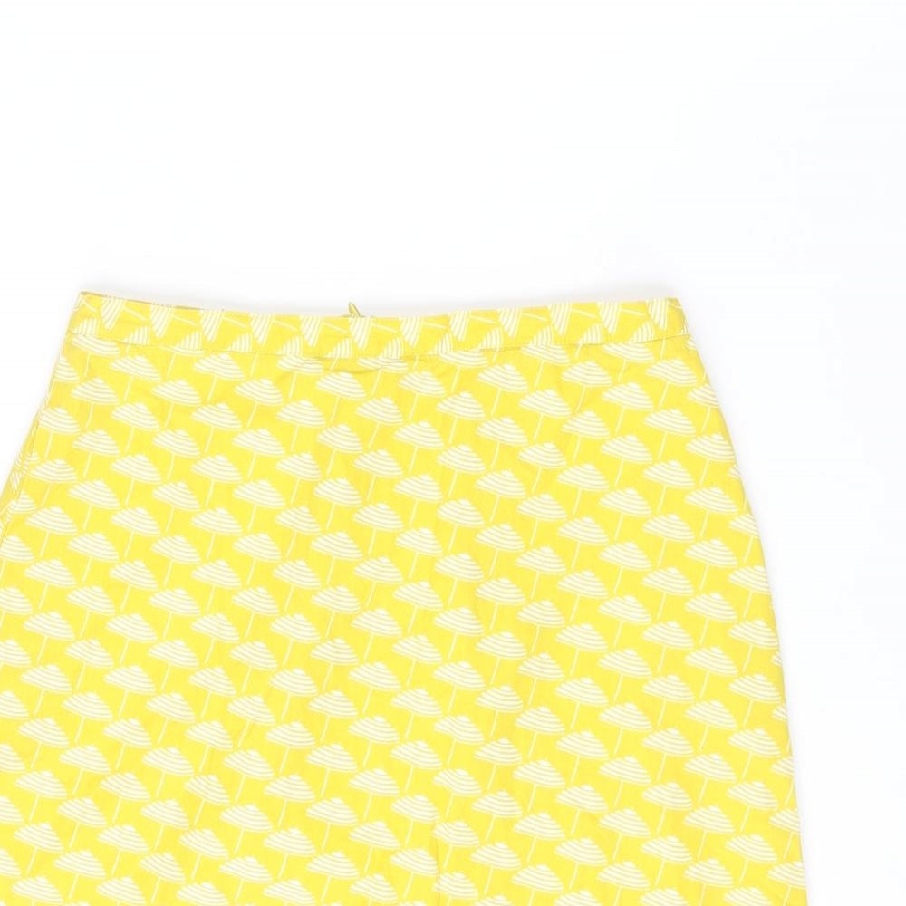 Boden Womens Yellow Geometric Cotton A-Line Skirt Size 6 Zip - Umbrella Print