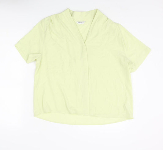 Eastex Womens Green Polyester Basic Blouse Size 16 V-Neck
