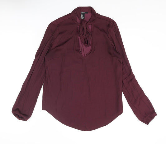 FOREVER 21 Womens Purple Polyester Basic Blouse Size S Mock Neck - Keyhole Neck