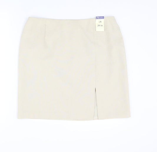 Dorothy Perkins Womens Beige Polyester Straight & Pencil Skirt Size 18 Zip - Front Slit