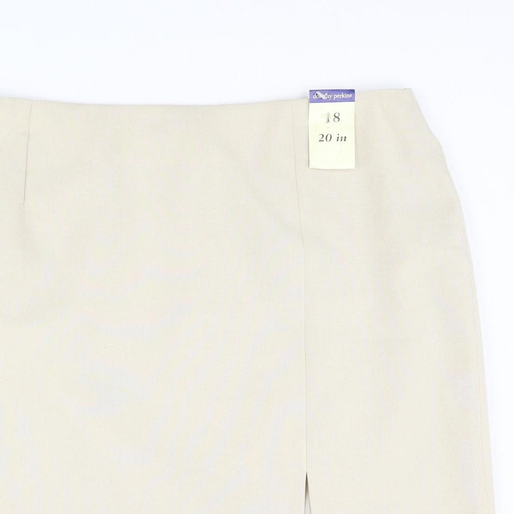 Dorothy Perkins Womens Beige Polyester Straight & Pencil Skirt Size 18 Zip - Front Slit