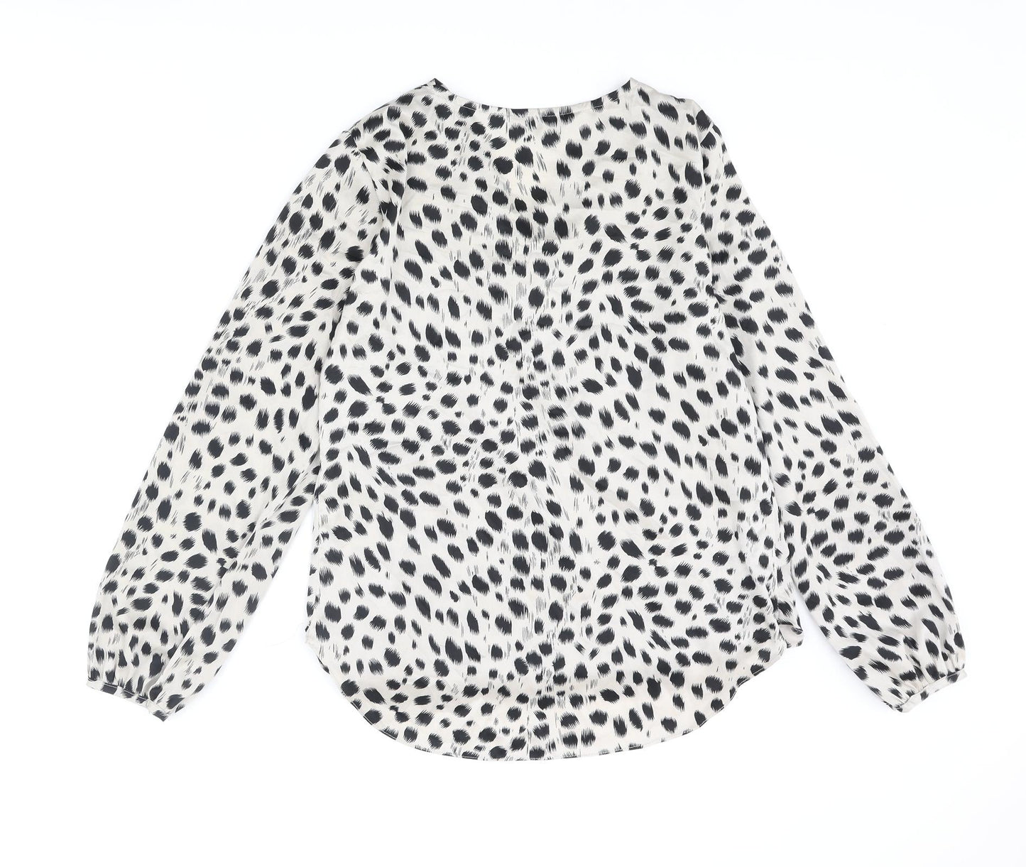 Dorothy Perkins Womens Beige Animal Print Polyester Basic Blouse Size 12 V-Neck - Cheetah Print