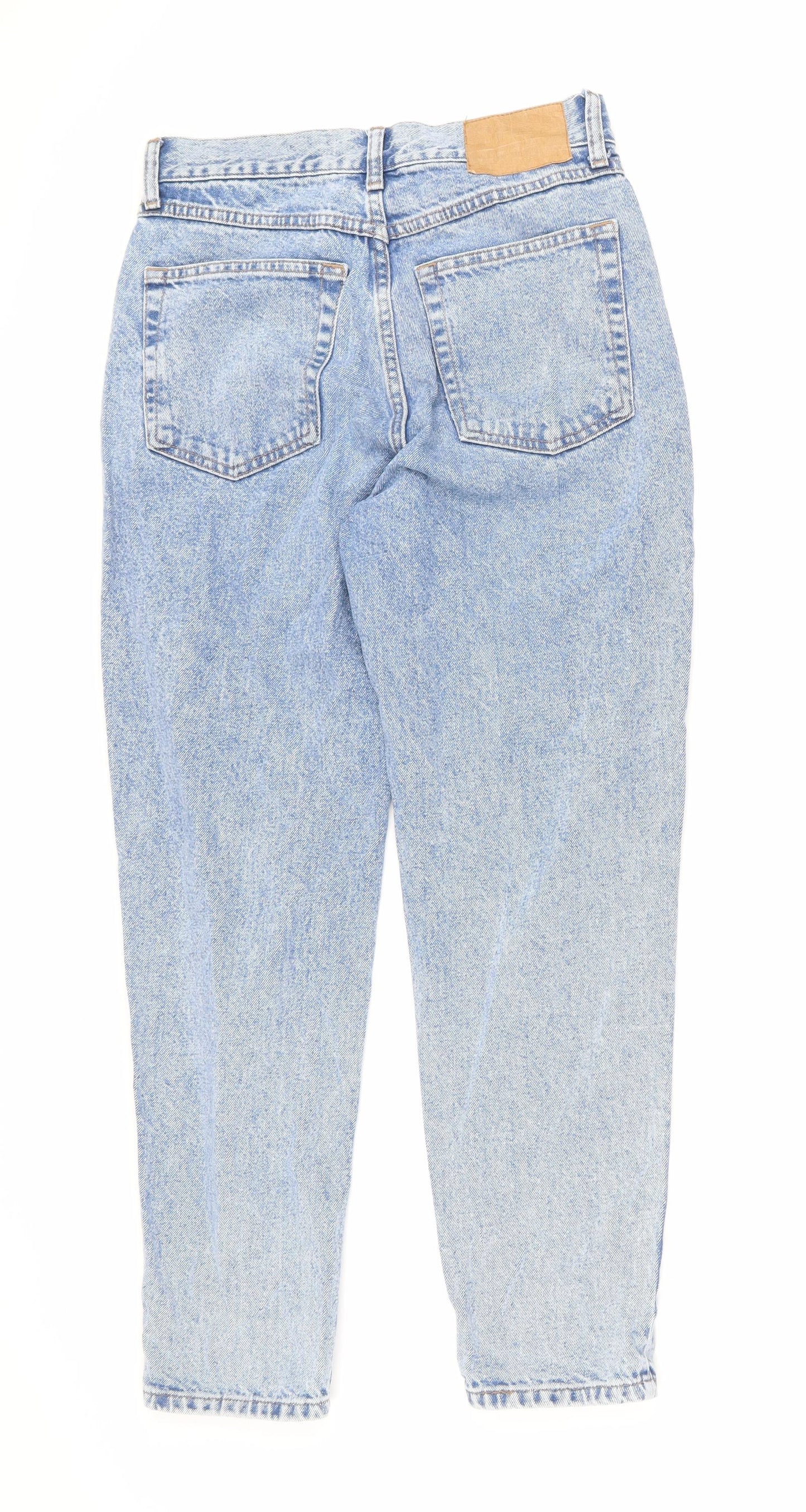 Pull&Bear Womens Blue Cotton Mom Jeans Size 10 L25 in Regular Zip