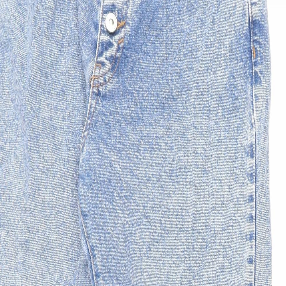 Pull&Bear Womens Blue Cotton Mom Jeans Size 10 L25 in Regular Zip