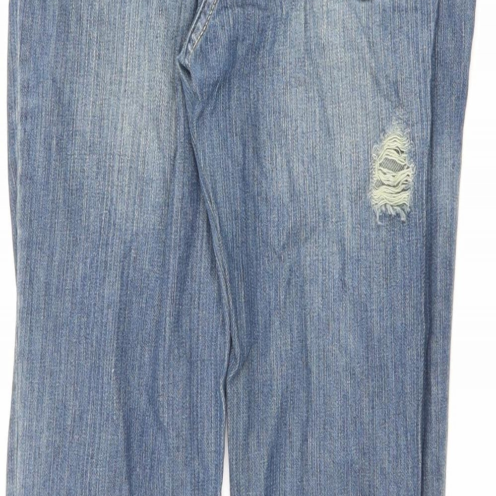 Dorothy Perkins Womens Blue Cotton Straight Jeans Size 10 L30 in Regular Zip