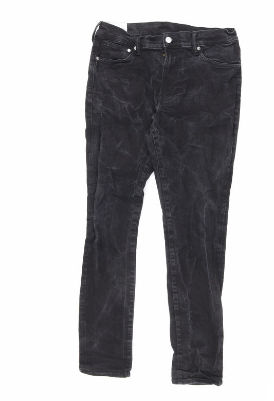 H&M Mens Black Cotton Skinny Jeans Size 32 in L30 in Regular Zip