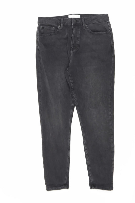 Topshop Mens Black Cotton Skinny Jeans Size 32 in L32 in Regular Button