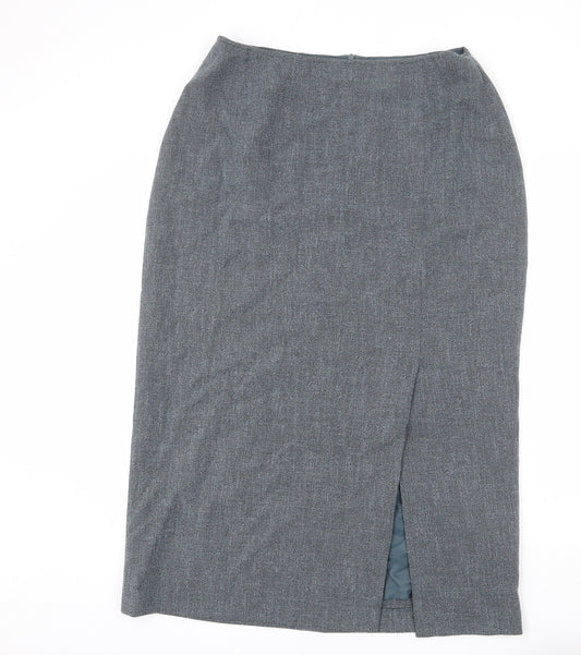 Libra Womens Grey Polyester A-Line Skirt Size 18 Zip - Slit