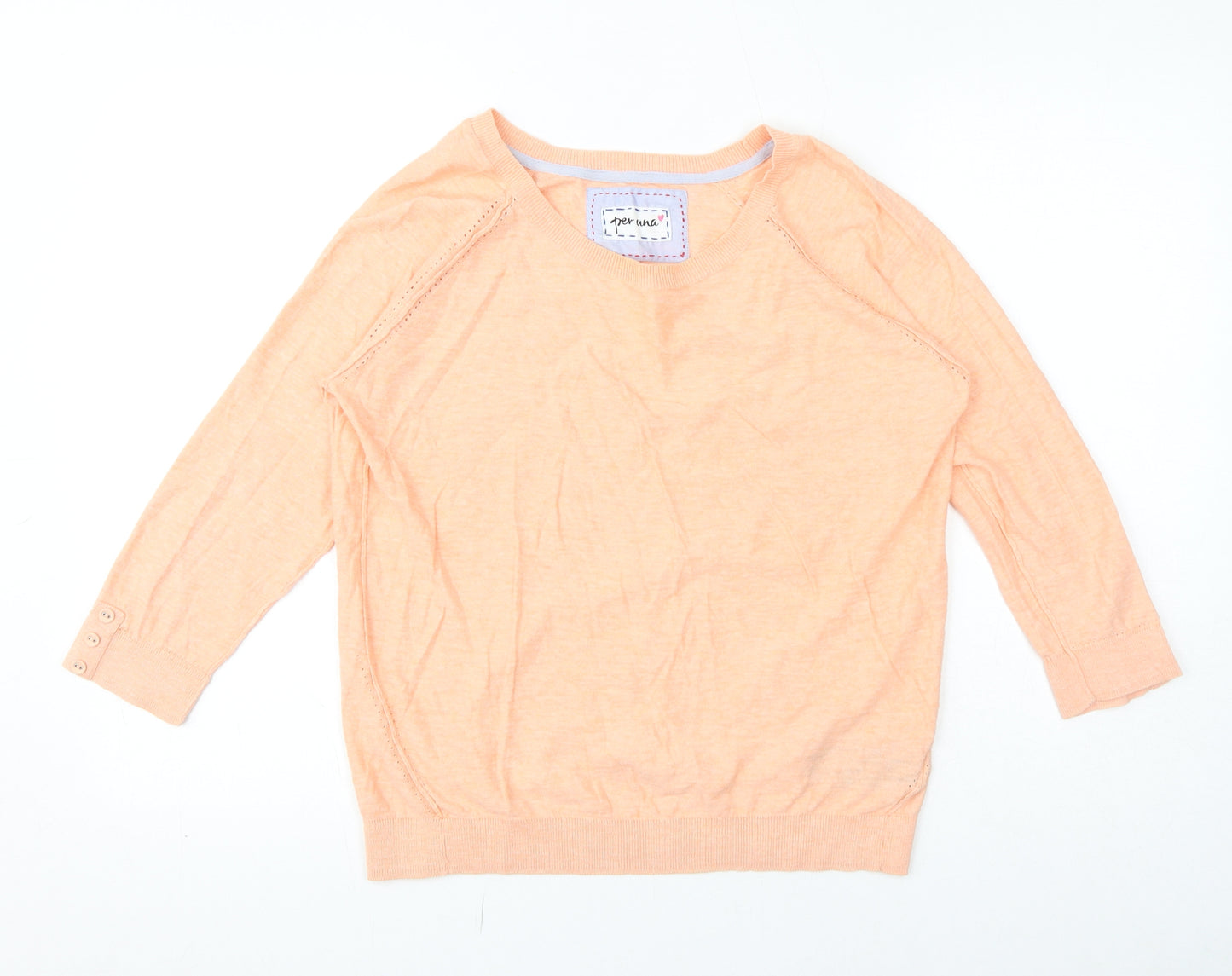 Per Una Womens Orange 100% Cotton Jersey T-Shirt Size 12 Round Neck